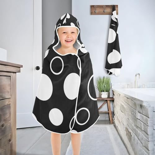 CHIFIGNO Kids Hooded Pool Towel with Polka Dots