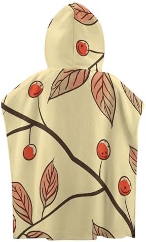 Kids Hooded Beach Towel with Brown Line Design