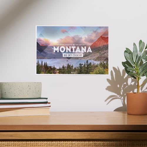 Lantern Press 8x12 Art Print Big Sky Country Montana Rubber Stamp