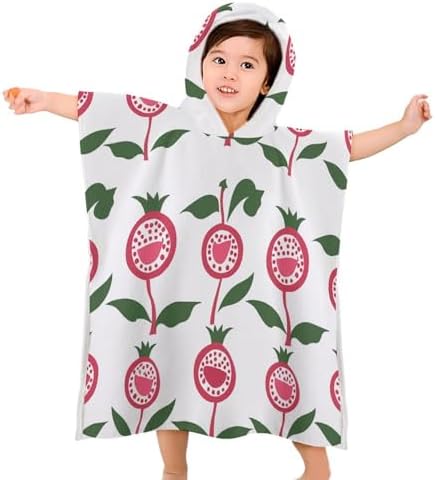 Kids Hooded Beach Towel with Pomegranate Pattern Design
