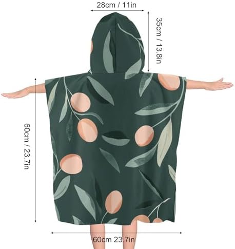 Kids Bath Towel with Hood Olive Leaves Print