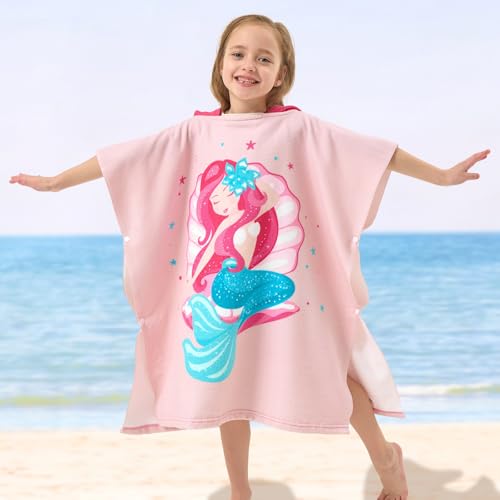 PINNKKU Mermaid Hooded Towel for Kids