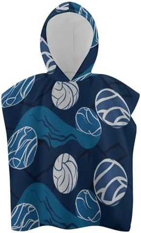 Kids Bath Towel with Blue Volleyball Print