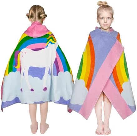Toddler Hooded Bath Towel - 30x50 Cotton Kids Towel with Snap Closure