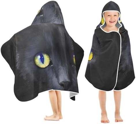 Black Cat Kids Bath Towel 24x50 Inch Hooded Wrap