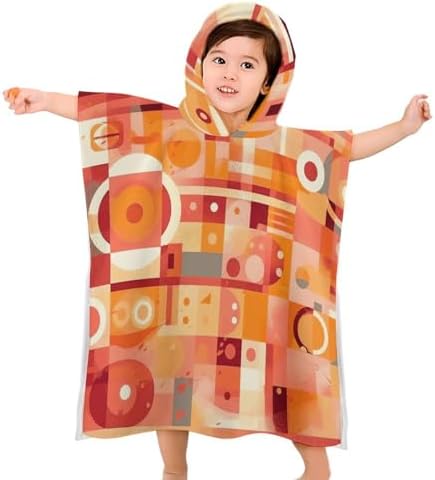 Kids Hooded Beach Towel with Yellow and Cream Print