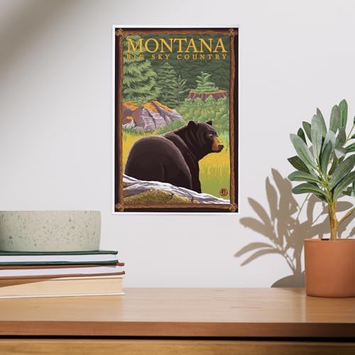 Lantern Press 8x12 Art Print of Montana Bear in Forest