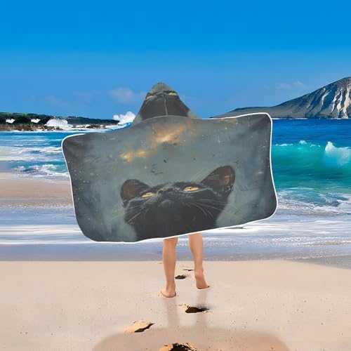 Cat Starry Sky Hooded Towel for Kids
