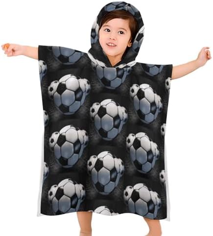 Kids Soccer Ball Printed Hooded Bath Towel