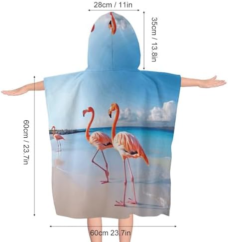 Kids Bath Towel with Flamingo Print Hood