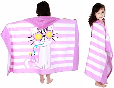 Kids Hooded Beach Towel Soft Real Cotton Wrap for Toddlers and Children