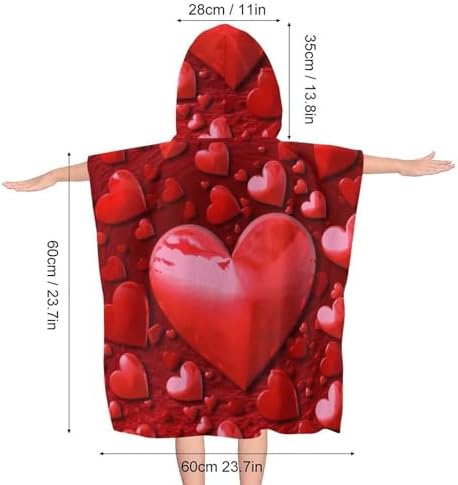 Kids Hooded Towel with Love Print