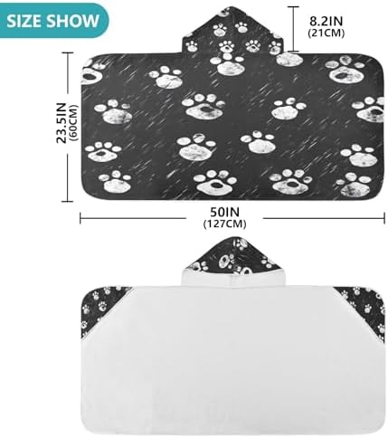 Blueangle Kids Bath Towel with Dog Paw Print Design