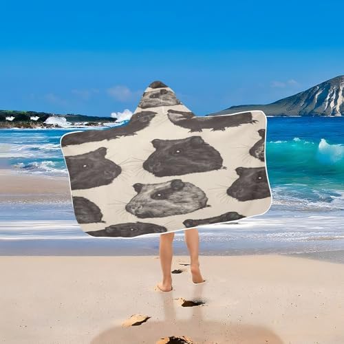 Msyxl Guinea Pig Pattern Hooded Kids Bath Towel