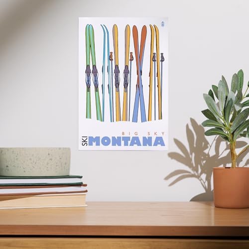 Lantern Press 8x12 Art Print Skis in Snow Big Sky Montana