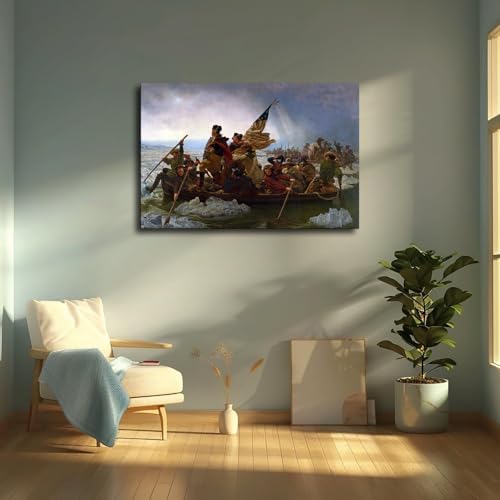 George Washington Crossing The Delaware Poster Canvas Wall Art Print 24x36inch Unframed