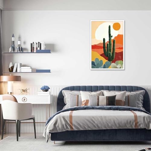 Vintage Desert Landscape Cactus Sunset Poster 24x36in