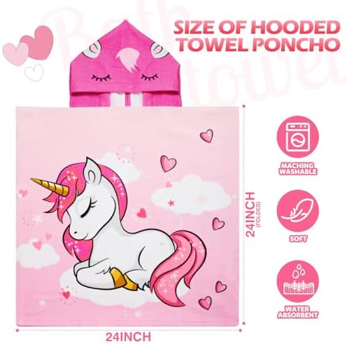 Oudain 6 Pcs Hooded Bath Towels for Kids 1