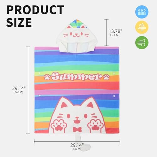 OLAOLA Striped Cat Hooded Kids Beach Towel