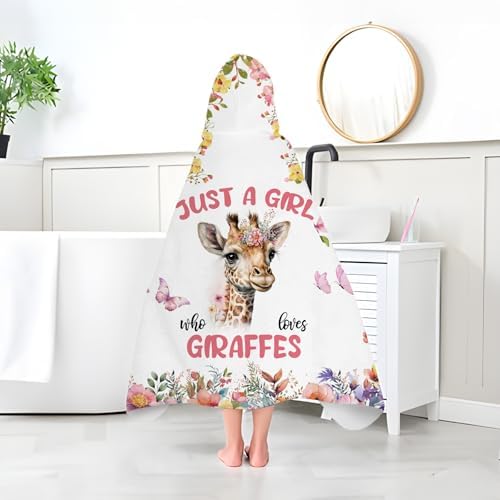 Giraffe Hooded Bath Towels for Girls