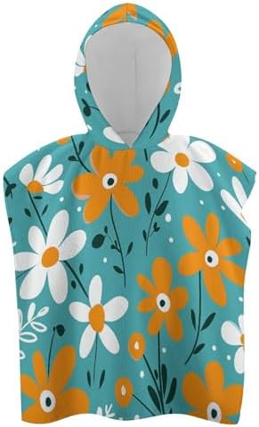 Kids Hooded Bath Towel with Hand Drawn Doodles