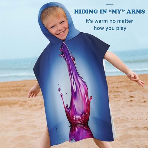 Kids Hooded Bath Towel with Purple Print