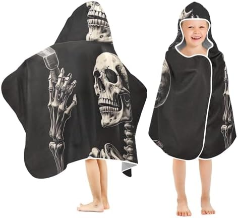 Skeleton Light Bulb Kids Bath Towel 24x50 Inch Hooded Towel for Children