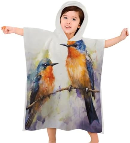 Kids Hooded Bath Towel with Bird Print