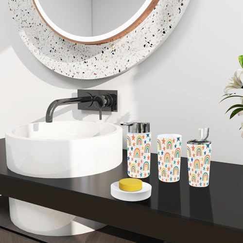 Boho Rainbow Stars Kids Bathroom Accessory Set 6 Piece
