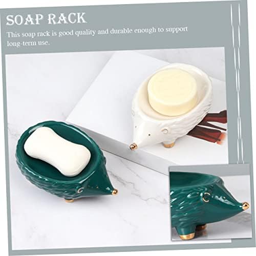 VOSAREA Ceramic Soap Stand Draining Holder for Bathroom Kitchen