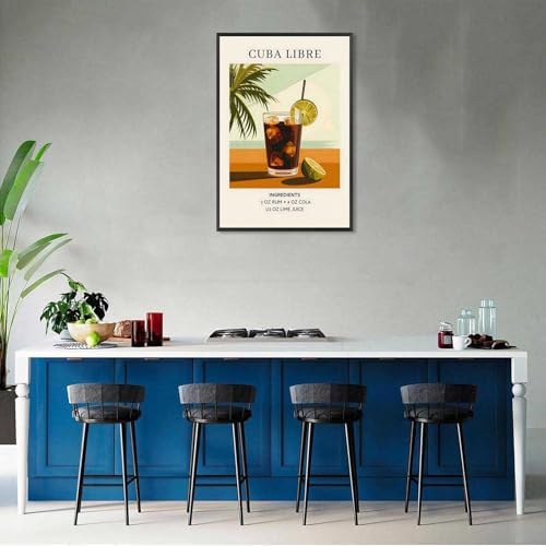 Cocktail Poster Colorful College Style Framed 12x16in