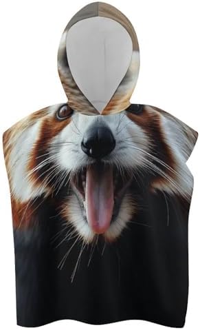 Kids Hooded Bath Towel with Sticking Out Tongue Print