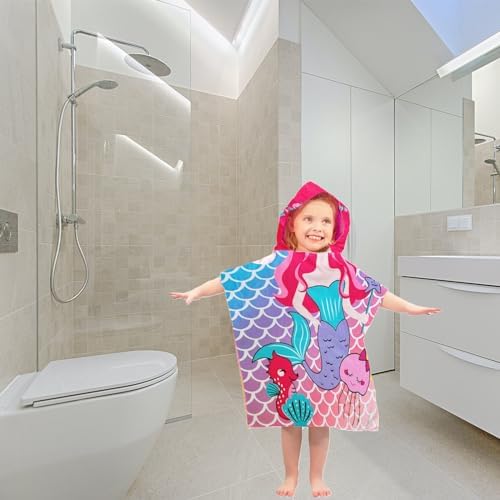 Mermaid Hooded Bath Towel for Toddler Girls 2-4 Years