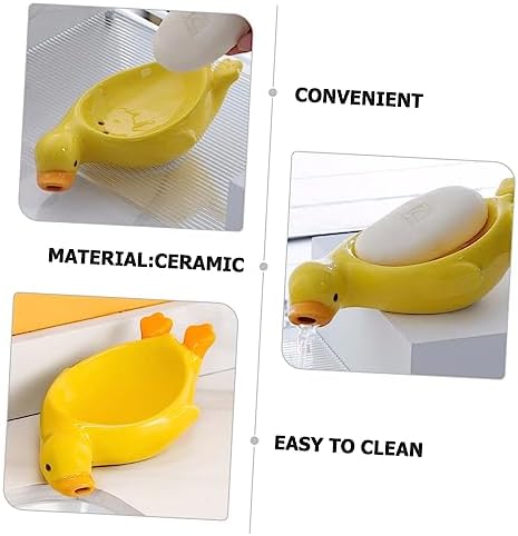 Cute Duck Ceramic Soap Holder with Self Draining Feature