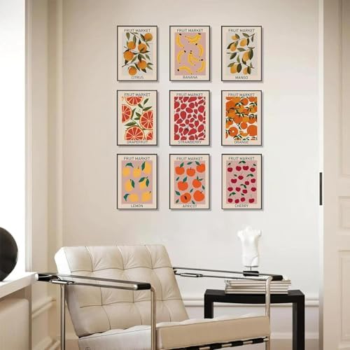 KBKBART Fruit Market Wall Art Print Set of 9
