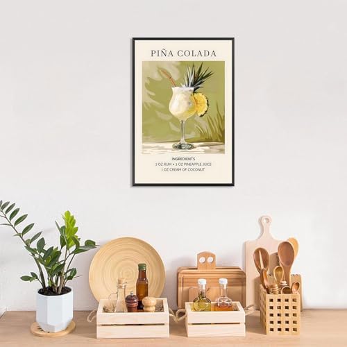 Framed Cocktail Posters 12x16in College Style