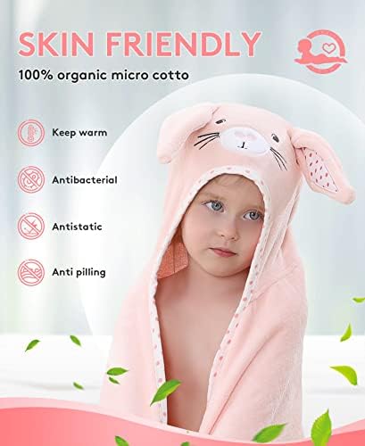 TBEZY Hooded Towel for Kids with Bunny Design