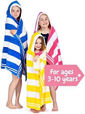 Premium Hooded Beach Towel for Kids 3-10 Starfish Pink