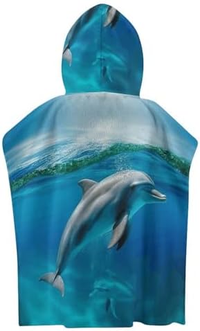 Kids Bath Towel with Swimming Dolphin Print