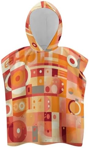 Kids Hooded Beach Towel with Yellow and Cream Print