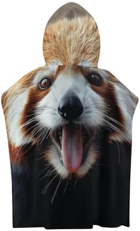 Kids Hooded Bath Towel with Sticking Out Tongue Print