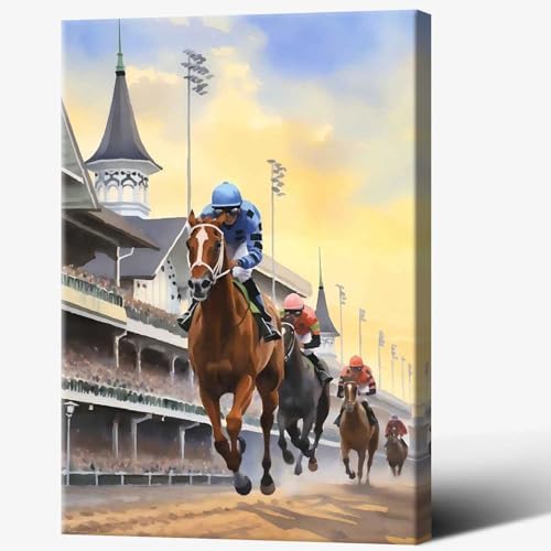 Retro Horse Racing Poster Framed 12x16in