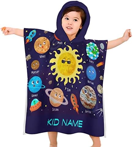 Galaxy Solar System Planet Custom Hooded Beach Towel for Kids