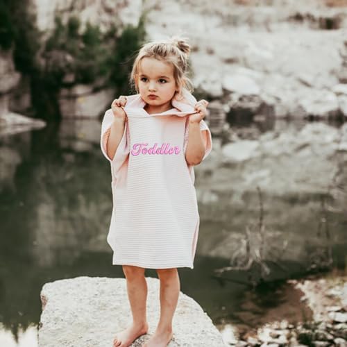 Kids Waffle Beach Towel Poncho with Custom Embroidery