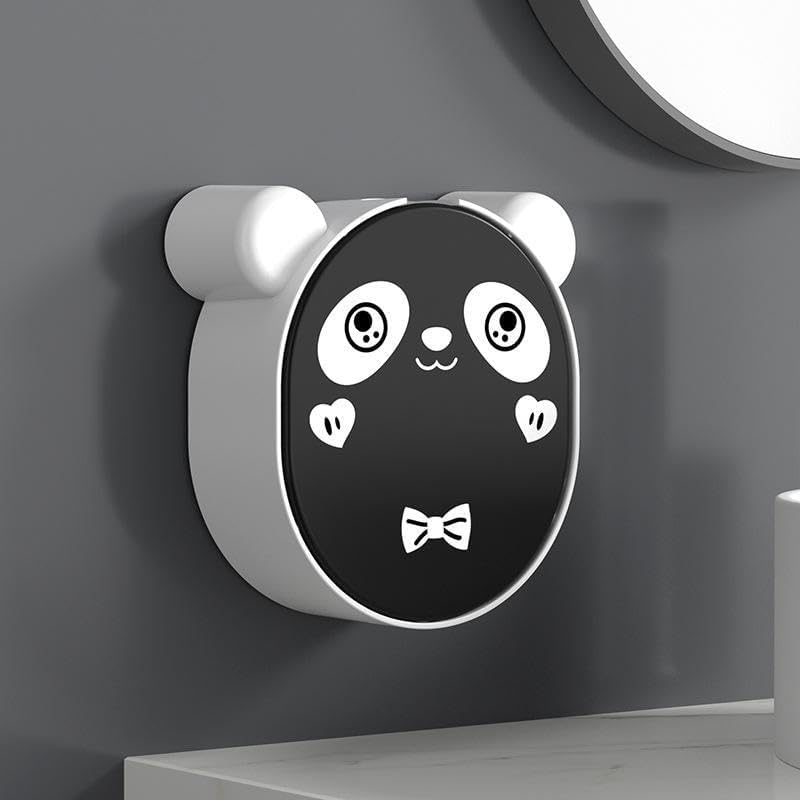 Cute Cartoon Clamshell Soap Rack Panda Design Black