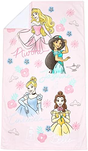 Jay Franco Disney Princess Bath Towel with Cinderella Belle Jasmine and Aurora