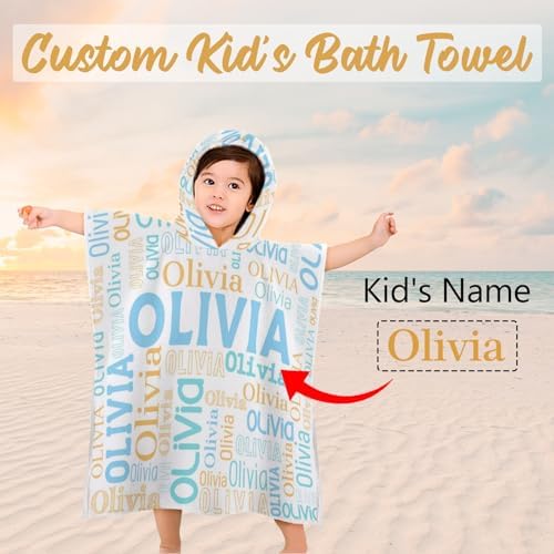Husguciy Personalized Kids Bath Towel with Hood