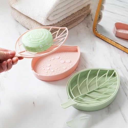 Creative Leaf Shape Soap Box Double Layer Green