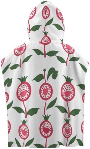Kids Hooded Beach Towel with Pomegranate Pattern Design