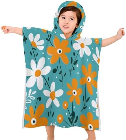 Kids Hooded Bath Towel with Hand Drawn Doodles